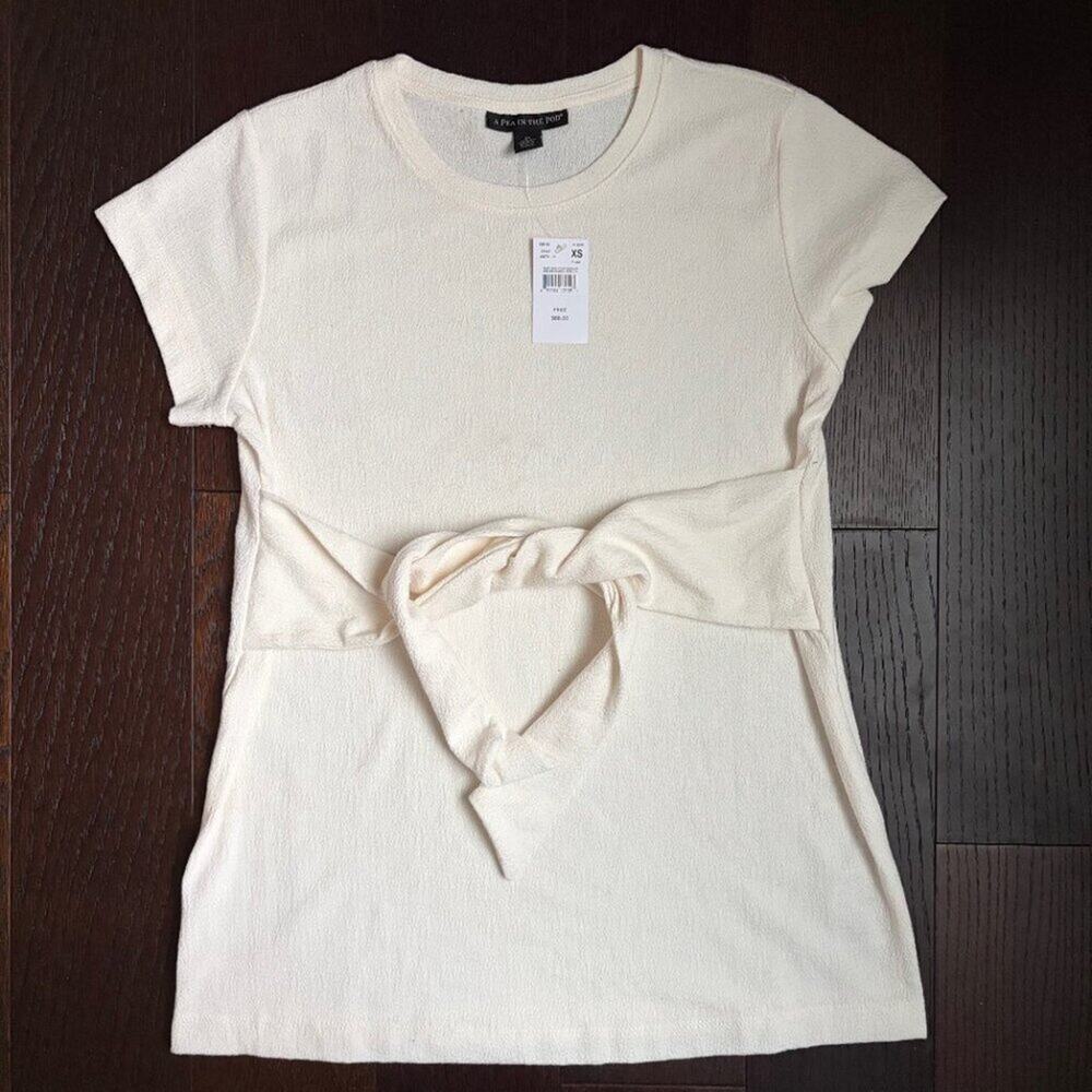 NWT A Pea in the Pod Textured Tie Front Maternity Shirt (Off-White) - XS